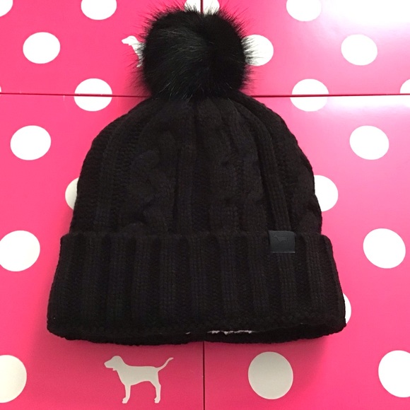 PINK VS Cable Knit Sherpa Lined Beanie New With Tag main image 6
